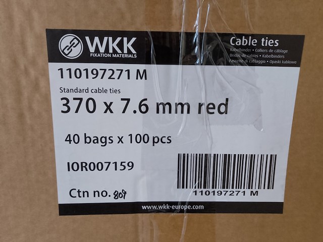 Ca. 4000x kabelbinder | 370x7.6 mm, wkk, rood - afbeelding 2 van  2