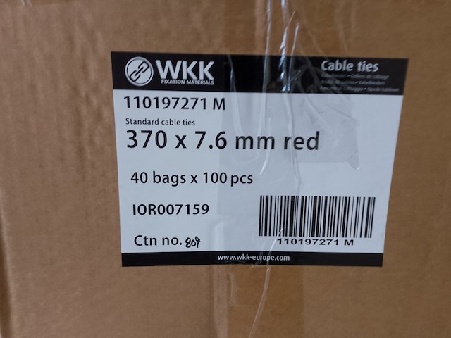 Ca. 4000x kabelbinder | 370x7.6 mm, wkk, rood - afbeelding 2 van  2