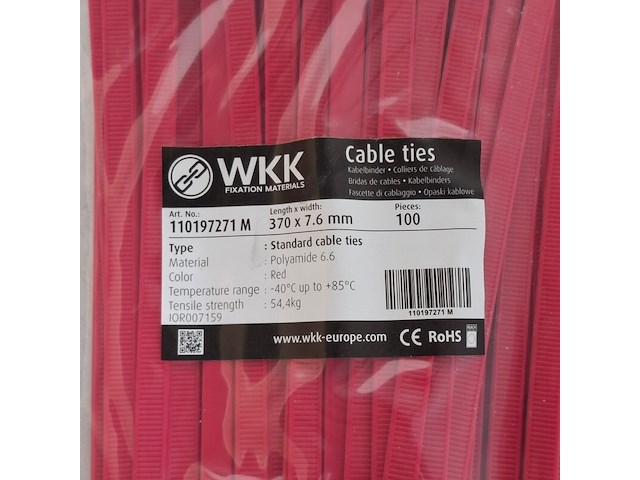 Ca. 4000x kabelbinder, wkk, 370x7.6 mm, rood - afbeelding 2 van  3