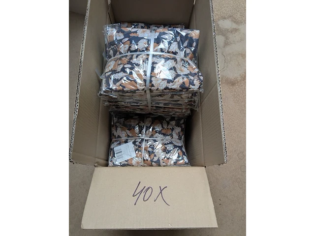 Ca. 40x lunchtas bladeren motief, blauw / oranje / wit, 6,6 ltr - afbeelding 1 van  2