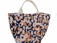 Ca. 40x lunchtas bladeren motief, blauw / oranje / wit, 6,6 ltr - afbeelding 2 van  2