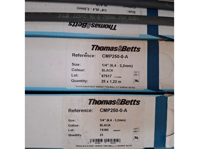 Ca. 40x verpakking krimpkous thomas&betts, cmp250-0-a, zwart - afbeelding 4 van  5