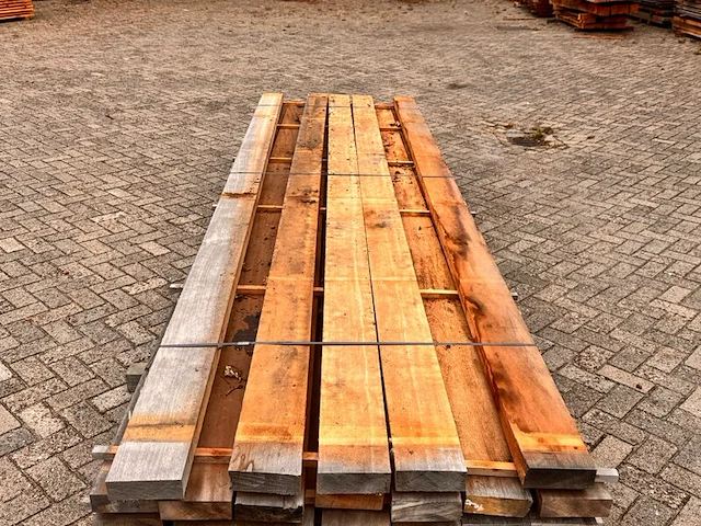 Ca. 41x mora hardhouten balken fijnbezaagd, 50x150mm, lengte 400cm - afbeelding 1 van  3