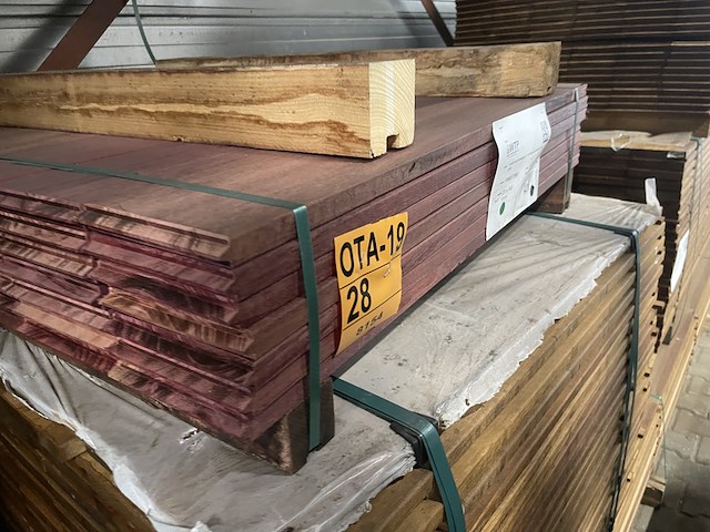 Ca. 42x purple heart kopse veer en groef (buitenparket), 21x145mm, lengte 95cm - afbeelding 2 van  3