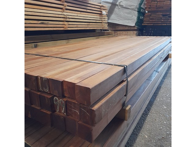 Ca. 45x hardhouten paal, 6,8 x 6,8 x 275 cm - afbeelding 6 van  7