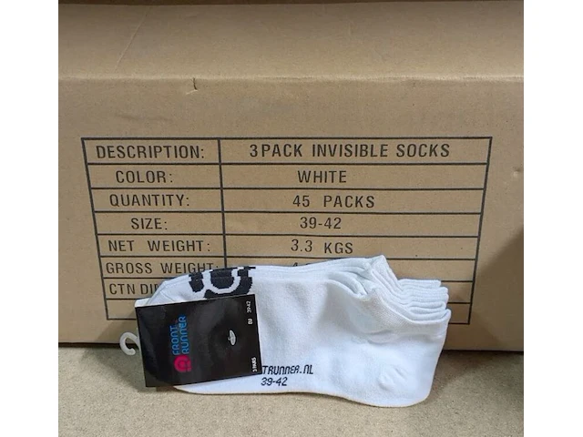 Ca. 45x invisible witte sokken 3 pack, wit, mt 39 - 42 - afbeelding 1 van  1
