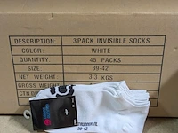 Ca. 45x invisible witte sokken 3 pack, wit, mt 39 - 42
