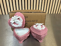 Ca. 46x stenen sieradendoosje hart, roze - afbeelding 2 van  4