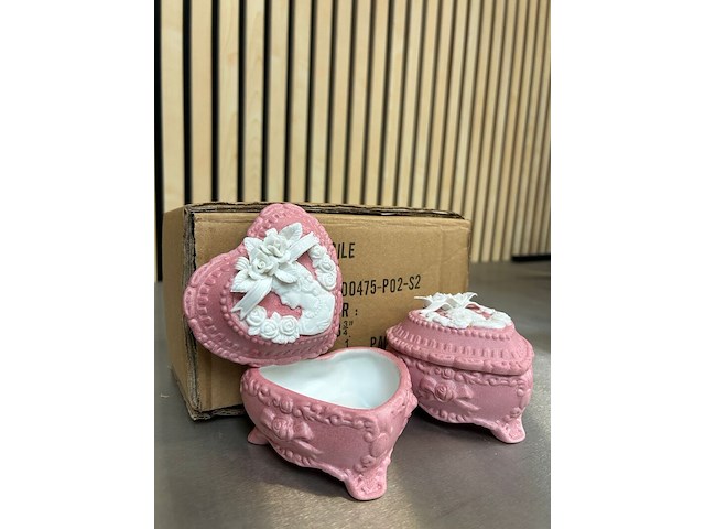 Ca. 46x stenen sieradendoosje hart, roze - afbeelding 3 van  4