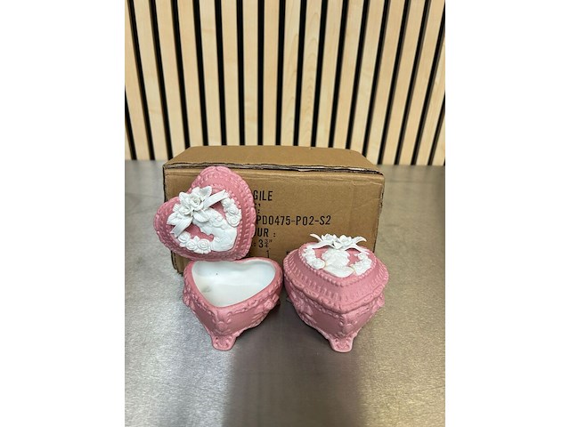 Ca. 46x stenen sieradendoosje hart, roze - afbeelding 4 van  4