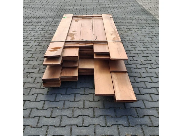 Ca. 46x vlonder/gevel plank, tropisch hardhout | 21x185 mm - afbeelding 3 van  5