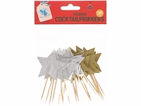 Ca. 48x cocktail prikker sterren goud en zilver 9.5 cm hoog - afbeelding 2 van  2
