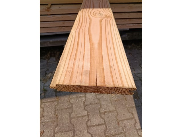 Ca. 48x douglas blokhutprofiel 500 cm lang, blank - afbeelding 1 van  3