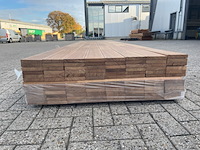 Ca. 48x guyana teak vlonderplanken geschaafd gevingerlast, 21x120mm, lengte 400cm - afbeelding 3 van  3