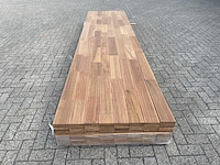 Ca. 48x guyana teak vlonderplanken geschaafd gevingerlast, 21x120mm, lengte 400cm - afbeelding 1 van  3
