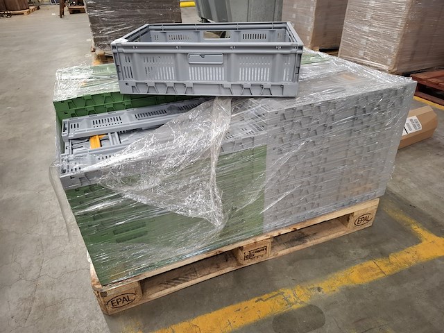 Ca 48x kunststof vouwkrat, grijs en groen - afbeelding 1 van  3