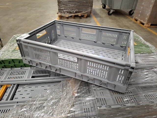 Ca 48x kunststof vouwkrat, grijs en groen - afbeelding 2 van  3