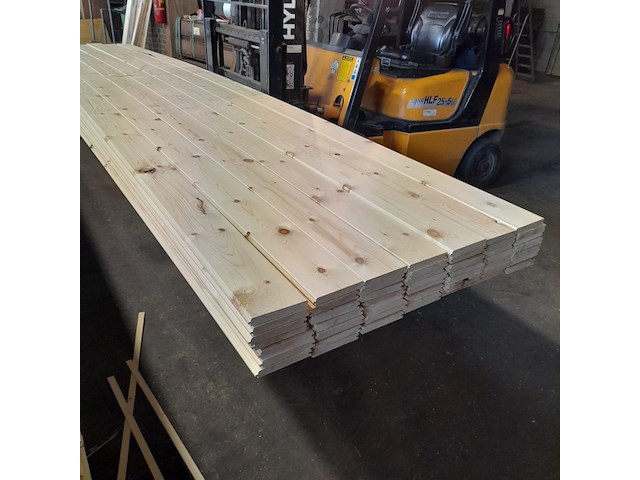 Ca. 49x grenen vloerdeel met mes en groef, 2,1 x 14,7 x 510 cm - afbeelding 3 van  7