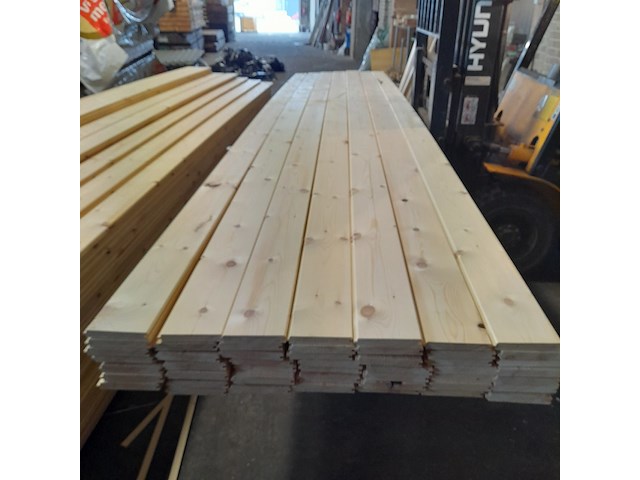 Ca. 49x grenen vloerdeel met mes en groef, 2,1 x 14,7 x 510 cm - afbeelding 4 van  7