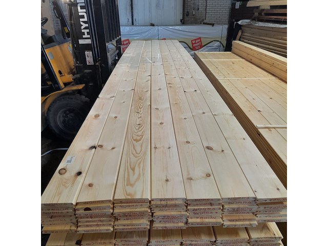 Ca. 49x grenen vloerdeel met mes en groef, 2,1 x 14,7 x 510 cm - afbeelding 1 van  7