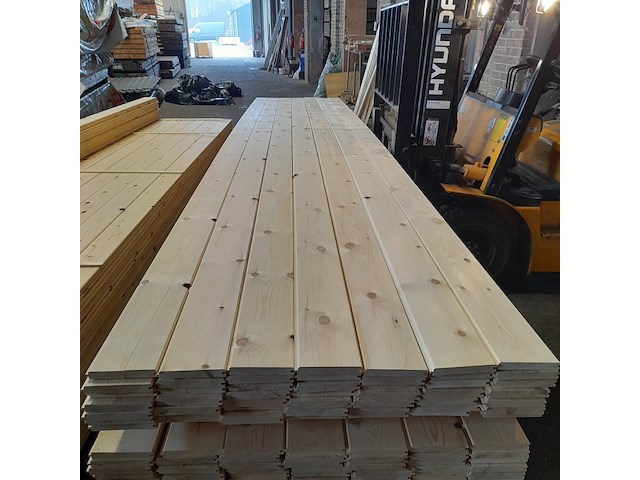 Ca. 49x grenen vloerdeel met mes en groef, 2,1 x 14,7 x 510 cm - afbeelding 5 van  7