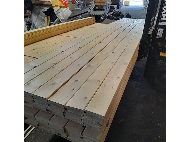 Ca. 49x grenen vloerdeel met mes en groef, 2,1 x 14,7 x 510 cm - afbeelding 6 van  7