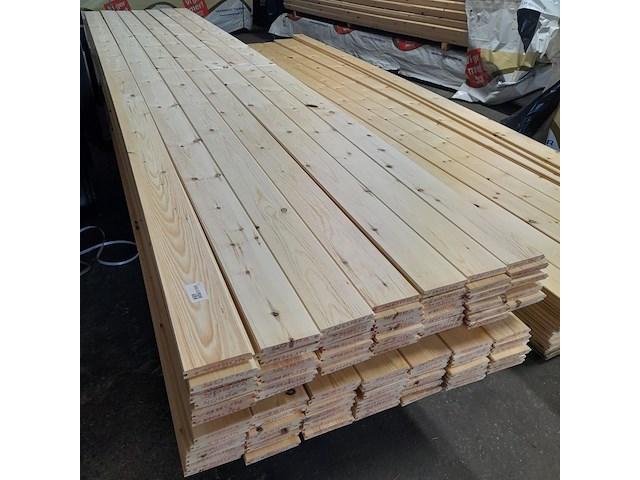 Ca. 49x grenen vloerdeel met mes en groef, 2,1 x 14,7 x 510 cm - afbeelding 1 van  7