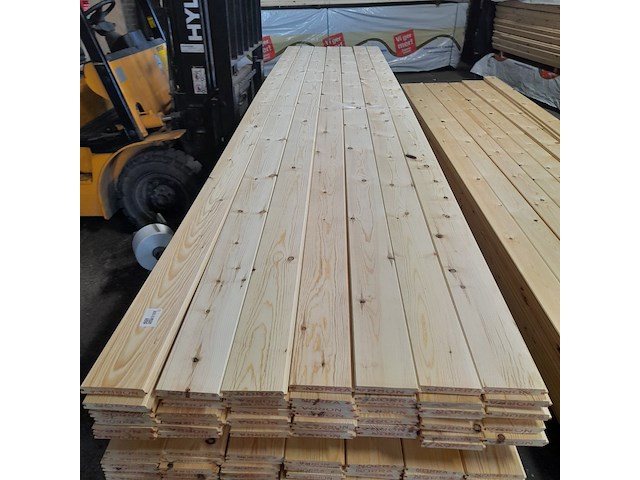 Ca. 49x grenen vloerdeel met mes en groef, 2,1 x 14,7 x 510 cm - afbeelding 2 van  7