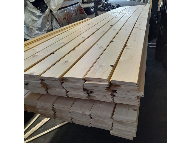 Ca. 49x grenen vloerdeel met mes en groef, 2,1 x 14,7 x 510 cm - afbeelding 7 van  7