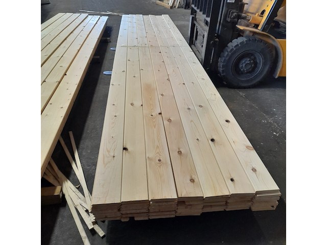 Ca. 49x grenen vloerdeel met mes en groef, 2,1 x 14,7 x 510 cm - afbeelding 5 van  7