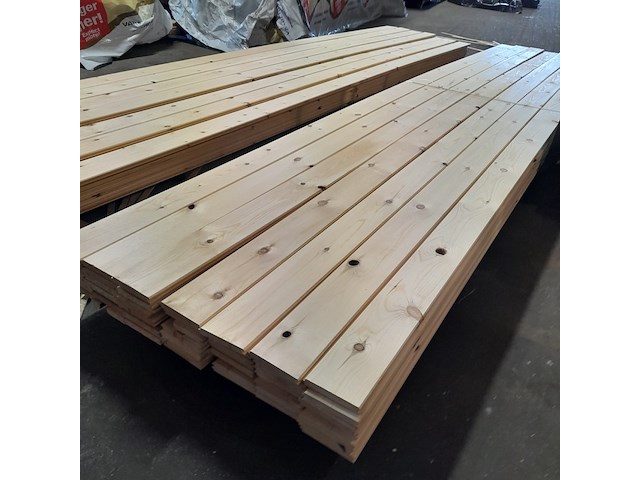 Ca. 49x grenen vloerdeel met mes en groef, 2,1 x 14,7 x 510 cm - afbeelding 7 van  7