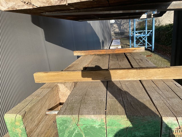 Ca. 4x guyana teak dragline schotten, diverse afmetingen, lengte 180cm-200cm - afbeelding 1 van  3