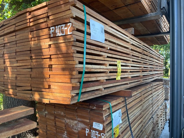 Ca. 50x angelim pedra beschoeiingsplanken, 20x200mm, lengte 450cm - afbeelding 2 van  3