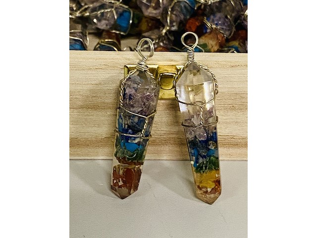 Ca. 50x chakra verzilverde hangers - afbeelding 2 van  4