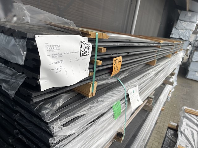 Ca. 50x grenen design- triple- deens profiel zwart gecoat, 18x140mm, lengte 510cm - afbeelding 2 van  3