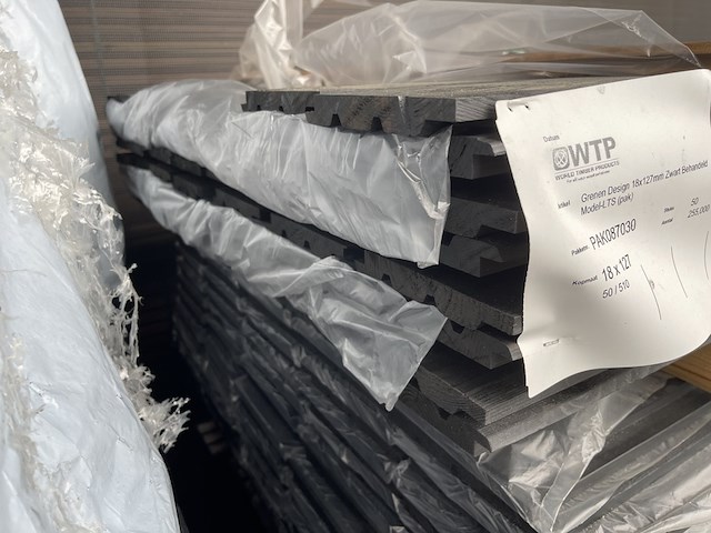 Ca. 50x grenen design- triple- deens profiel zwart gecoat, 18x140mm, lengte 510cm - afbeelding 3 van  3