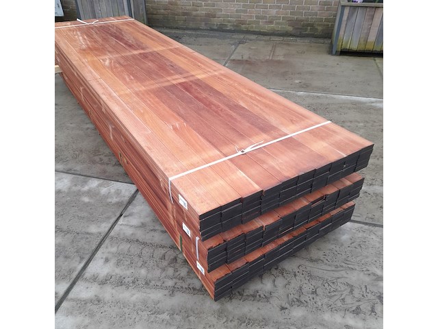 Ca. 50x hardhouten vlonderplank, 2,7 x 9,5 x 350 cm - afbeelding 1 van  6