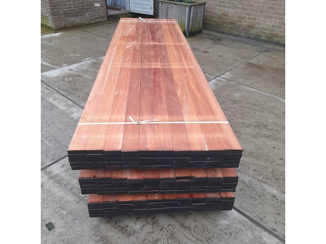 Ca. 50x hardhouten vlonderplank, 2,7 x 9,5 x 350 cm - afbeelding 2 van  6
