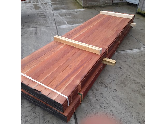 Ca. 50x hardhouten vlonderplank, 2,7 x 9,5 x 350 cm - afbeelding 3 van  6
