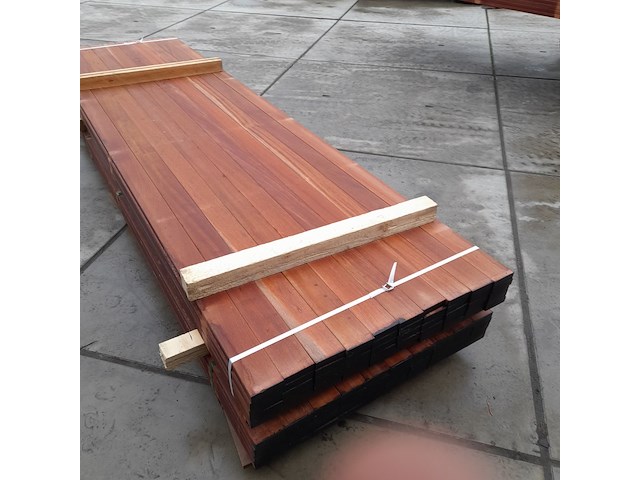 Ca. 50x hardhouten vlonderplank, 2,7 x 9,5 x 350 cm - afbeelding 5 van  6