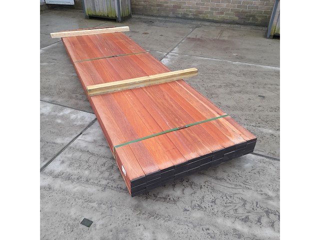 Ca. 50x hardhouten vlonderplank, 2,7 x 9,5 x 350 cm - afbeelding 1 van  6