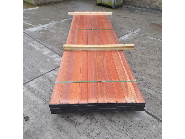 Ca. 50x hardhouten vlonderplank, 2,7 x 9,5 x 350 cm - afbeelding 2 van  6