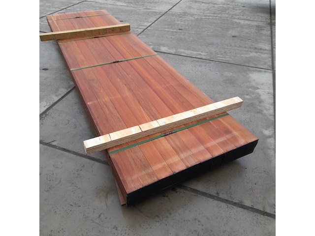 Ca. 50x hardhouten vlonderplank, 2,7 x 9,5 x 350 cm - afbeelding 5 van  6