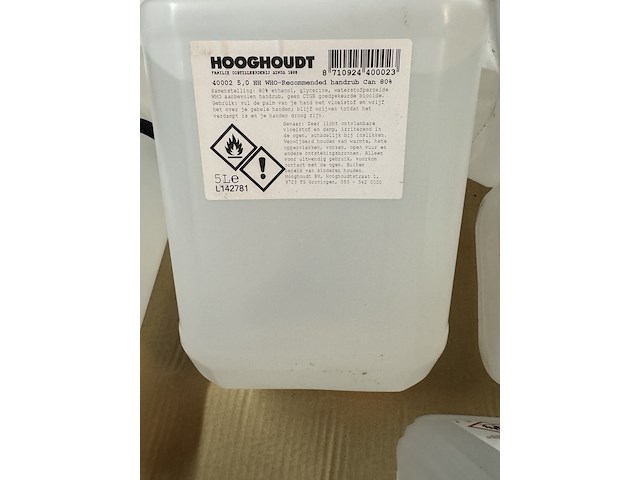 Ca. 53x desinfectiemiddel 5 l partij, hooghoudt, handgel 80% alcohol, wit - afbeelding 2 van  4