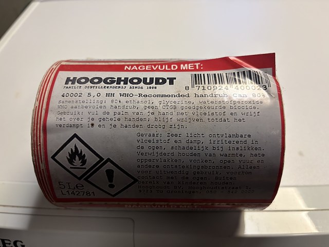 Ca. 53x desinfectiemiddel 5 l partij, hooghoudt, handgel 80% alcohol, wit - afbeelding 4 van  4