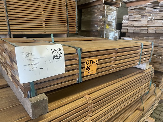 Ca. 54x guyana teak planken geschaafd, 21x120mm, lengte 125cm - afbeelding 4 van  4