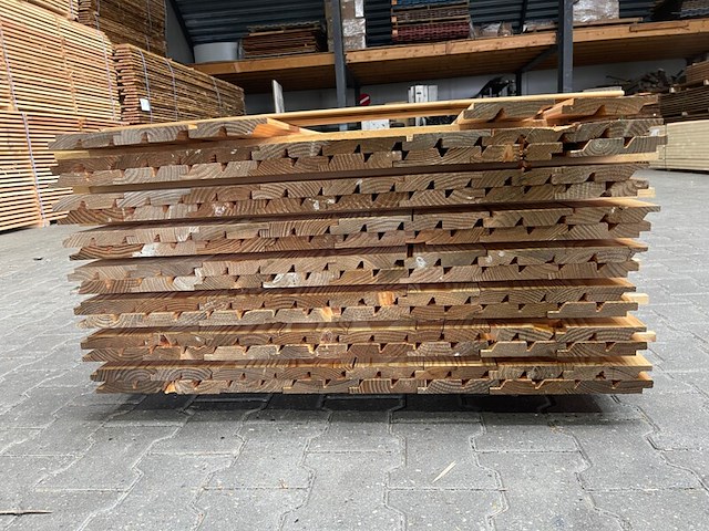 Ca. 55x douglas dubbele rhombus profiel, 25x137mm, lengte 500cm - afbeelding 3 van  4