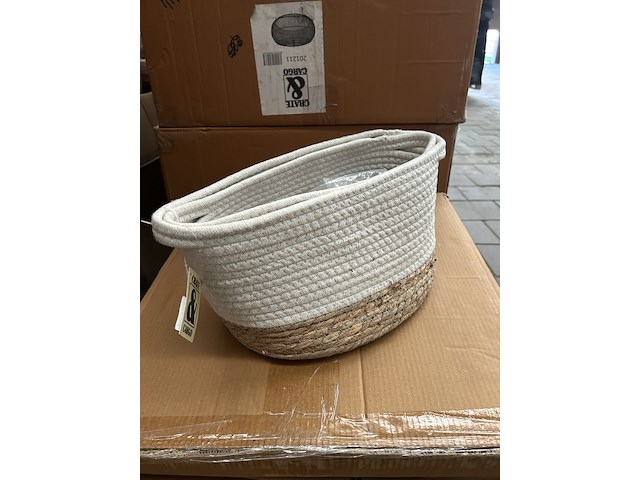 Ca. 55x set van 2 manden katoen diameter 26 en 40 cm crate & cargo - afbeelding 1 van  6