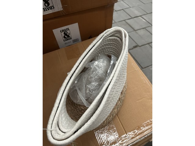 Ca. 55x set van 2 manden katoen diameter 26 en 40 cm crate & cargo - afbeelding 2 van  6