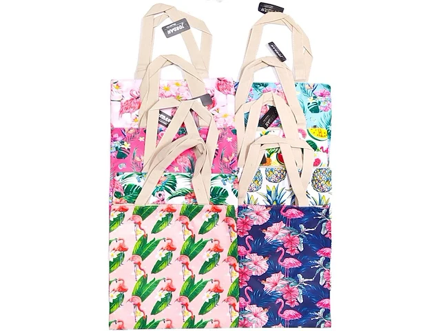 Ca. 55x zomer strandtas, diverse kleuren, 33 x 37 cm - afbeelding 1 van  4